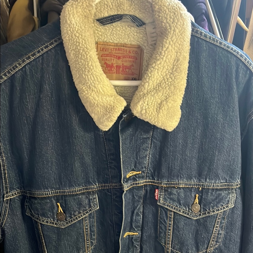 Levi's Blue and Cream Sherpa Collar Lightweight Jacket